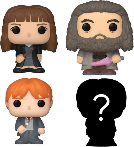 Funko Bitty POP! | Harry Potter | Hermione Granger, Rubeus Hagrid, Ron Weasley, Mystery | 4 Pack