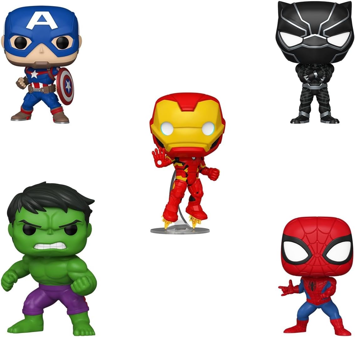 Funko Pop! Marvel SPIDER-MAN / IRON MAN / CAPTAIN AMERICA / HULK / BLACK PANTHER 5-Pack