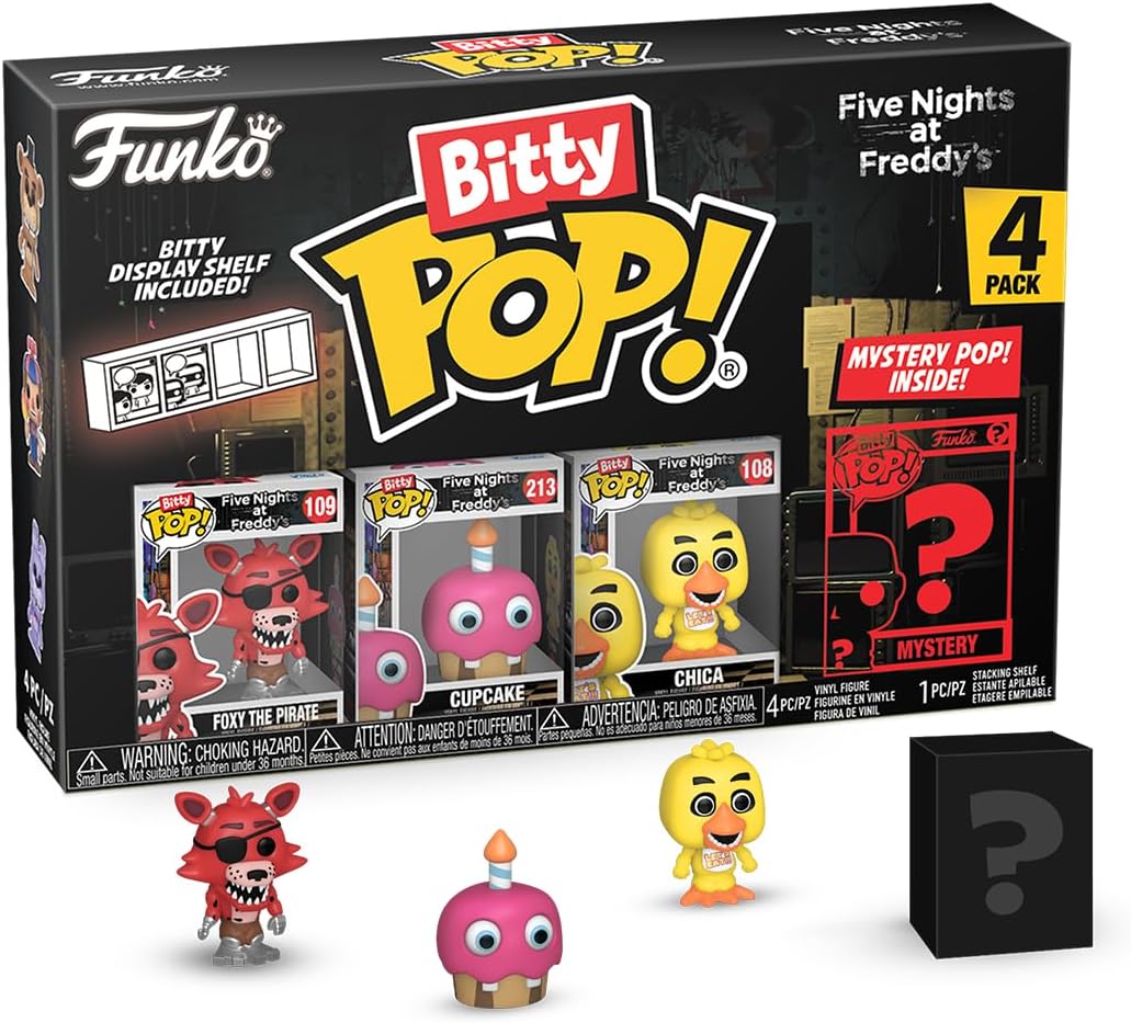 Funko Bitty POP! | Five Nights at Freddy's | Foxy The Pirate, Cupcake, Chica, Mystery | 4 Pack