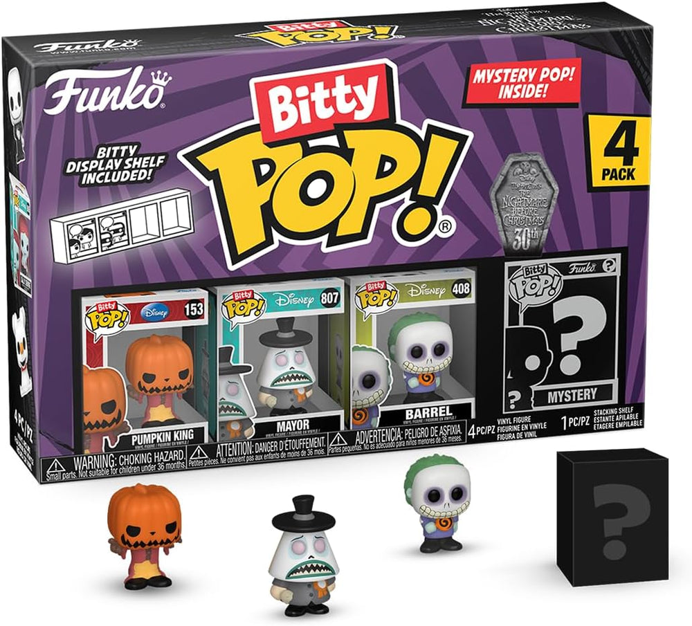 Funko Bitty POP! | Nightmare Before Christmas | Pumpkin King, Mayor, Barrel, Mystery | 4 Pack