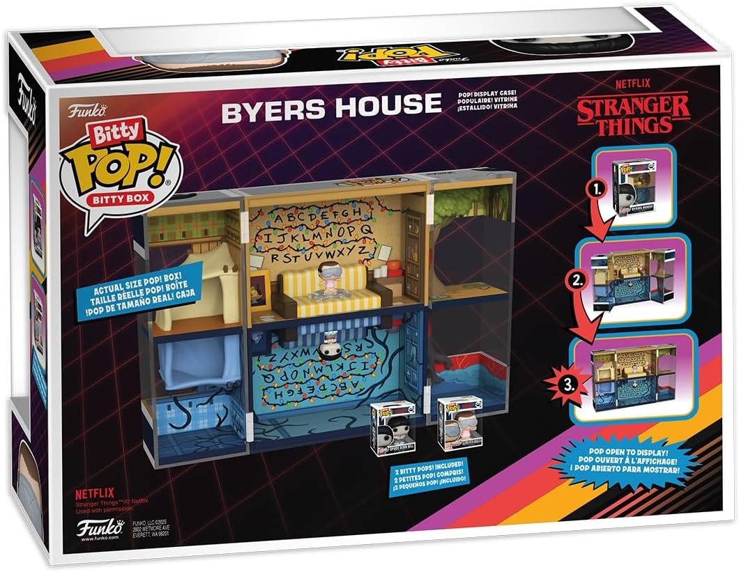 Damaged Box | BYERS HOUSE PLAYSET & 2 FIGURES | Display Case with Interior Scene & Storage | Funko Bitty POP! Boxes