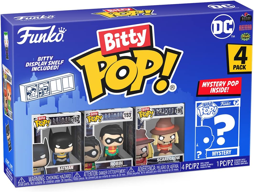 Funko Bitty POP! | DC Batman | Batman, Robin, Scarecrow, Mystery | 4 Pack