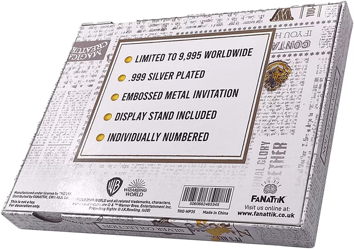 Harry Potter | Silver Plated | Yule Ball Invitation Ticket | Limited Edition