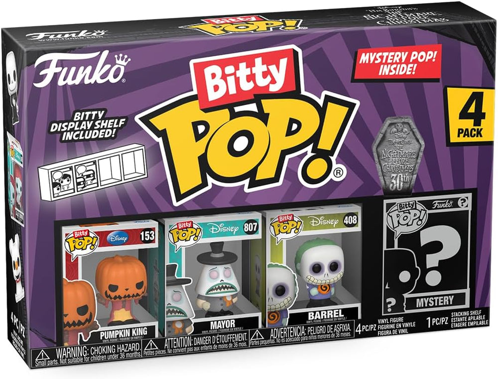 Funko Bitty POP! | Nightmare Before Christmas | Pumpkin King, Mayor, Barrel, Mystery | 4 Pack