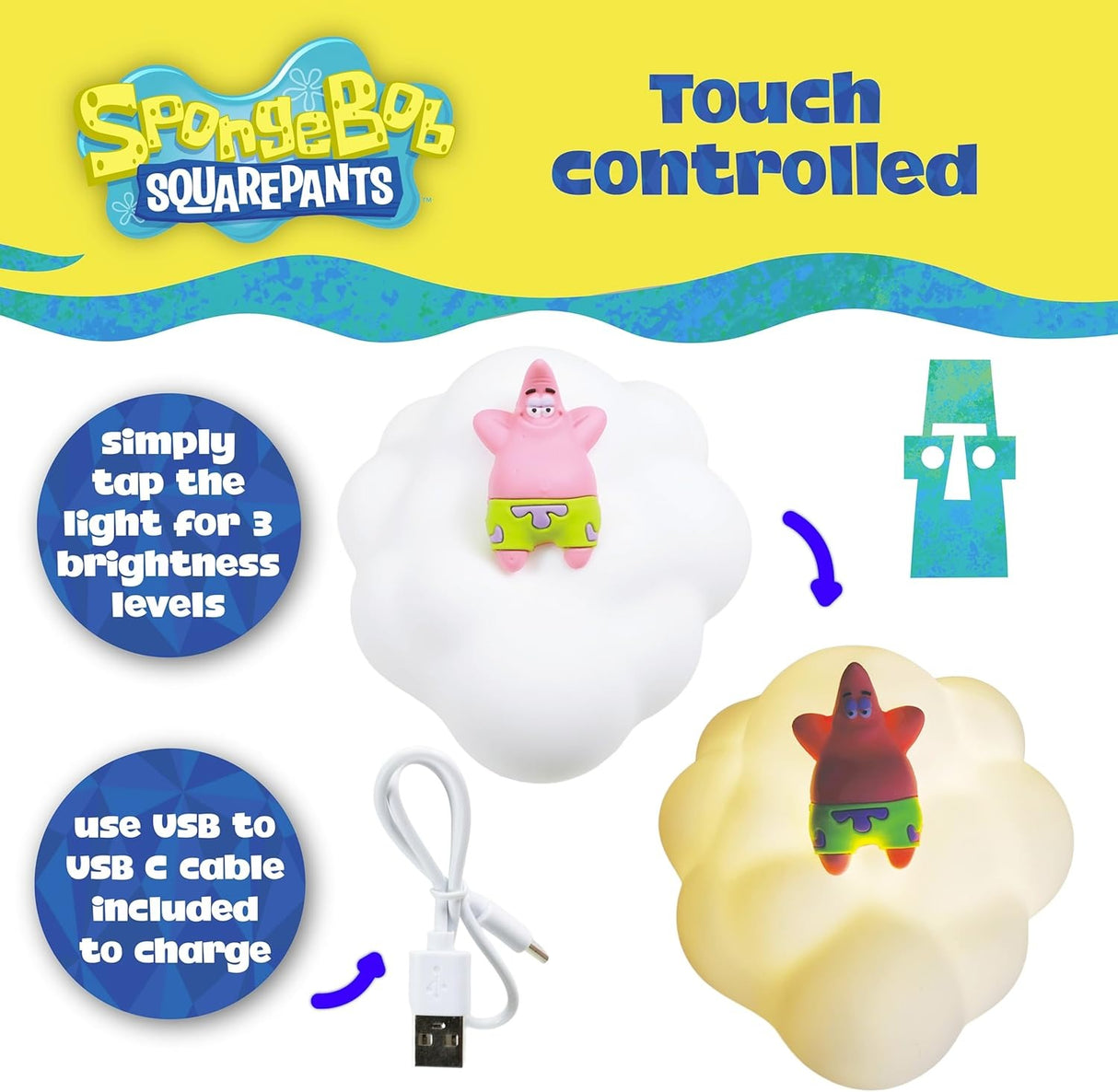 PATRICK | Spongebob Squarepants | USB Rechargeable Cloud Lamp | Blue Sky Studios