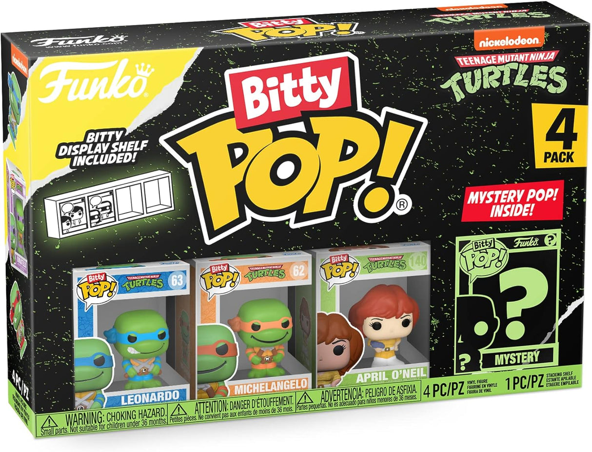 Funko Bitty POP! | Teenage Mutant Ninja Turtles | Leonardo, Michelangelo, April O’Neil, Mystery | 4 Pack