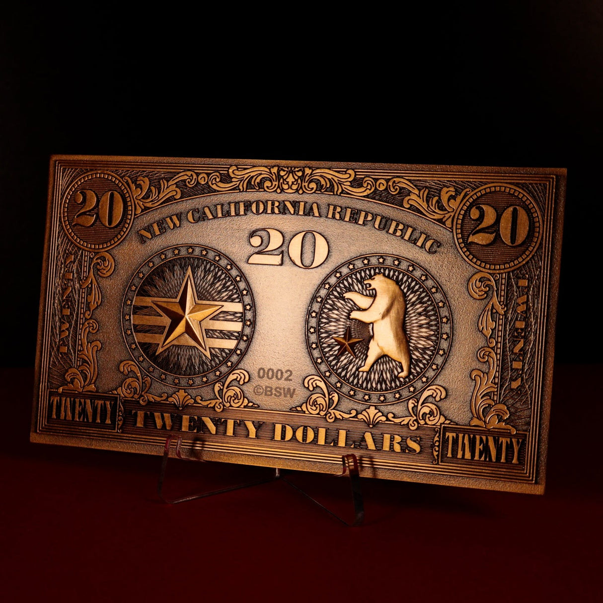 REPLICA NCR $20 BILL | Fallout New Vegas | Antique Gold Plated | Limited Edition
