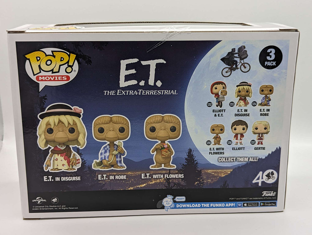 Funko Movies | E.T. 40th Anniversary | ET in Disguise / in Robe / with Flowers 3 Pack