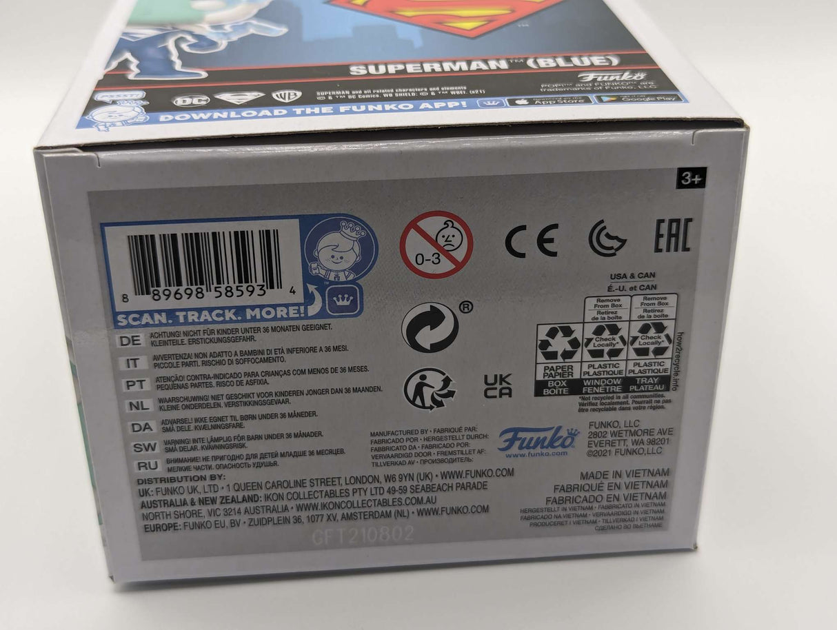 Damaged Box | Funko Pop Heroes | DC Universe | Superman Blue | 2021 Fall Convention #419