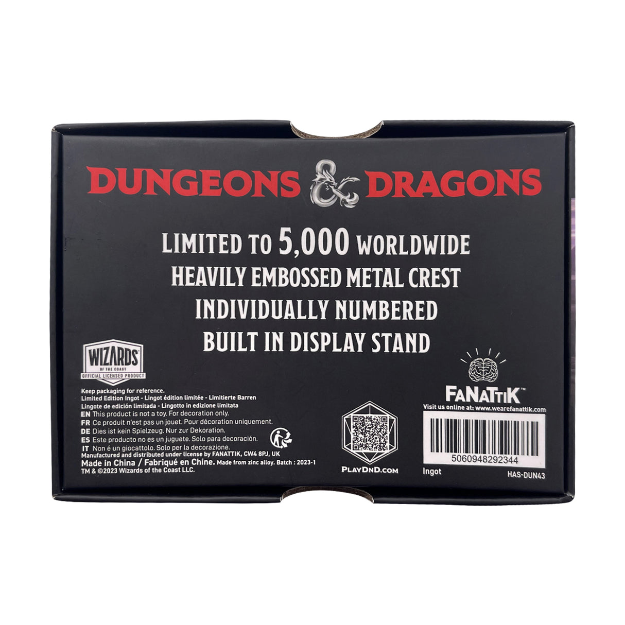 Dungeons & Dragons MITHRAL HALL Crest Limited Edition Collectible Metal Ingot