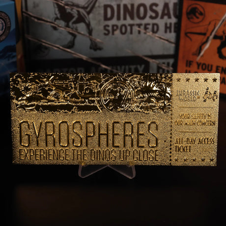 Jurassic World | Gyrosphere Attraction Ticket | 24k Gold Plated | Limited Edition