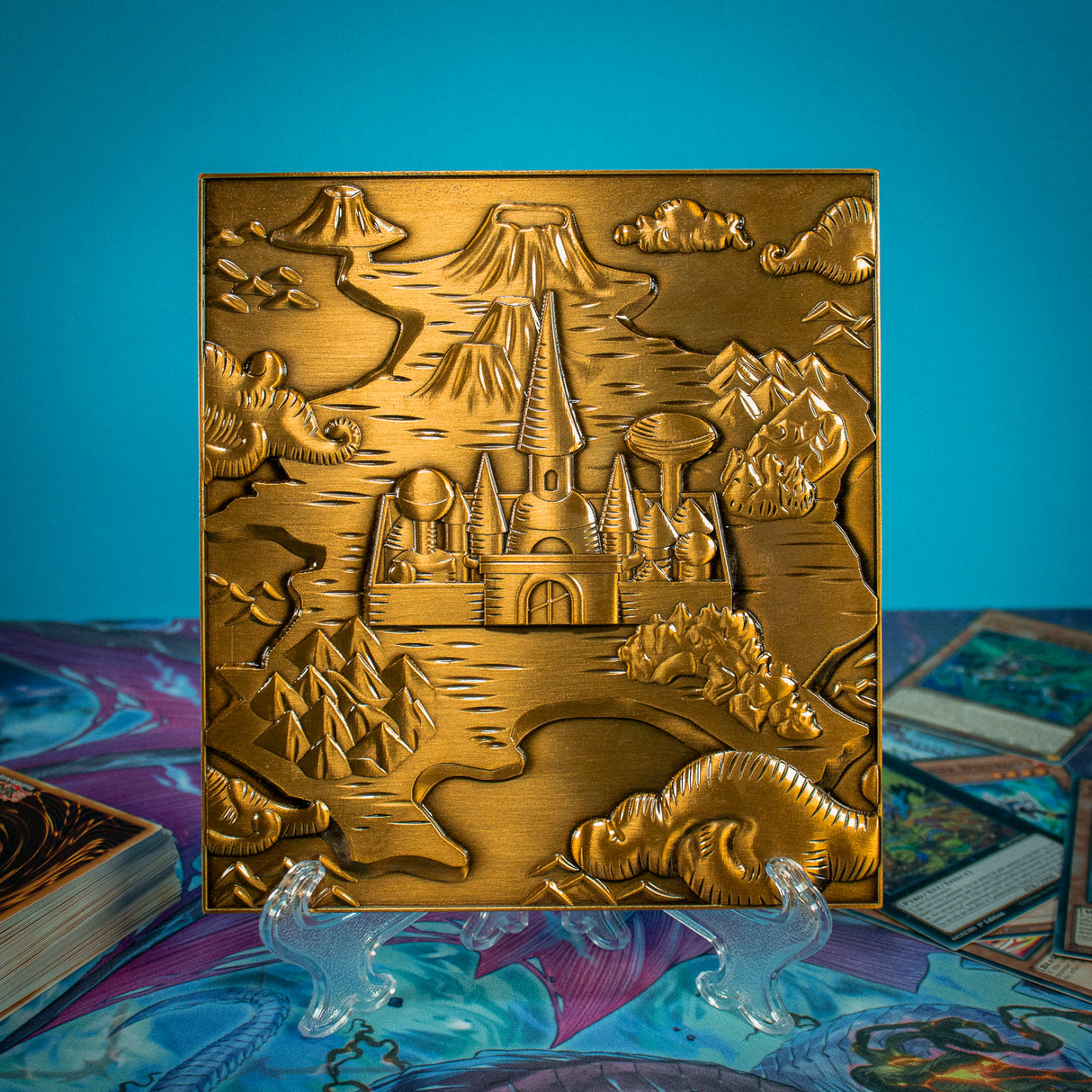 Yu-Gi-Oh! DUELIST KINGDOM Limited Edition Antique Gold Plated Collectible Metal Map