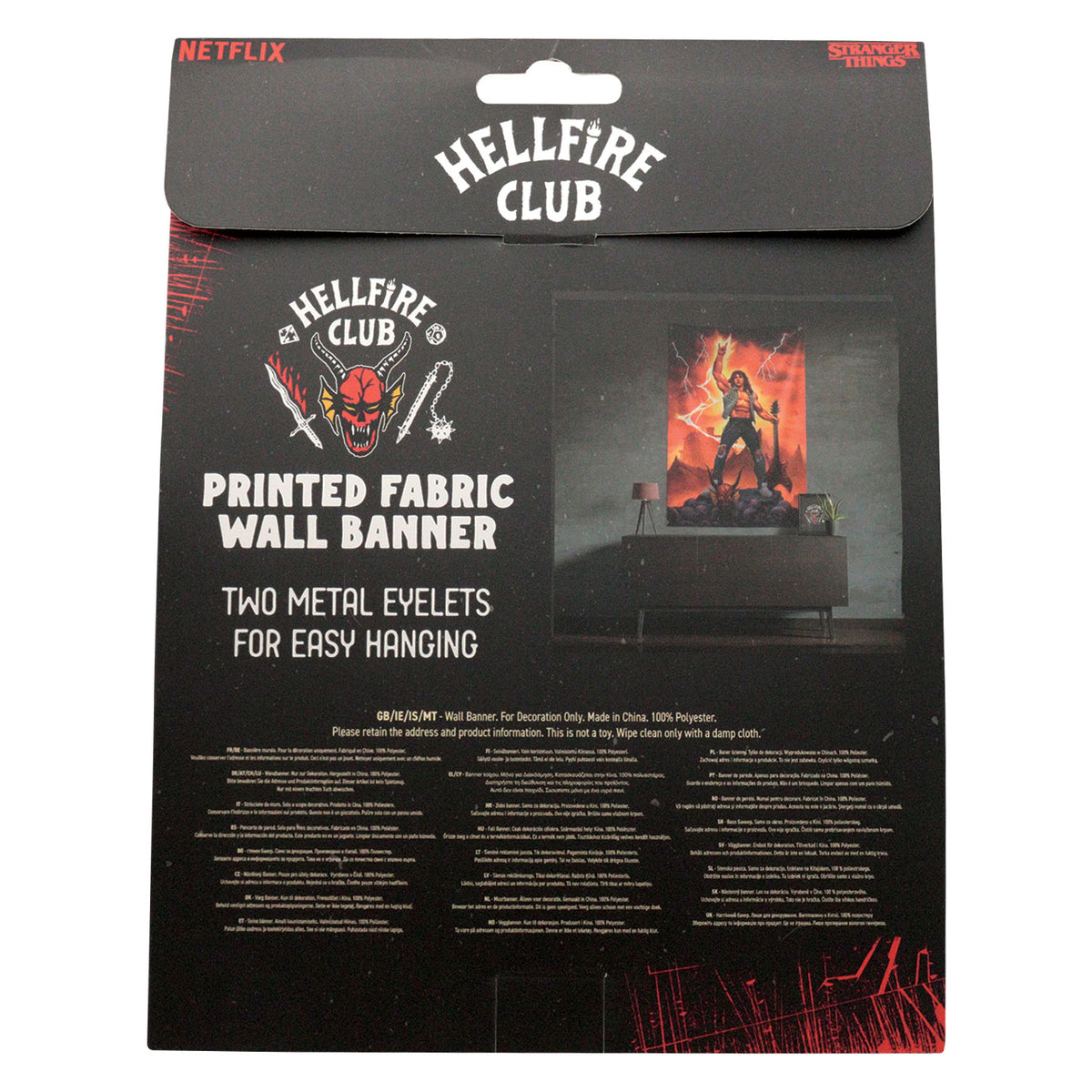 Fanattik Stranger Things: EDDIE MUNSON Hellfire Club Extra Large Wall Banner (125 x 85cm)