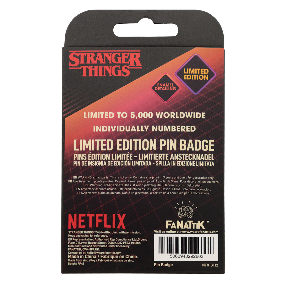 Fanattik Stranger Things | JIM HOPPER Limited Edition Enamel Pin Badge