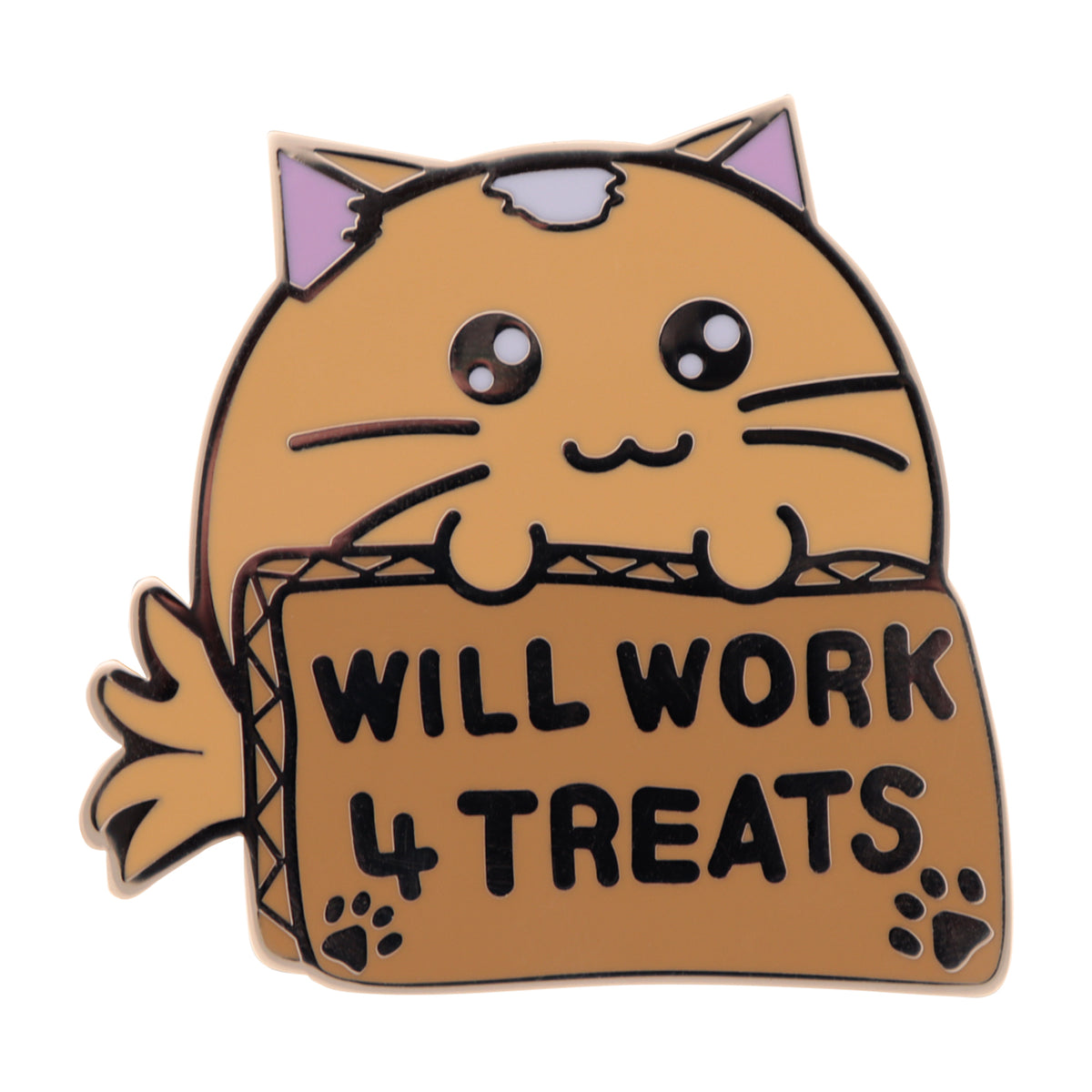 Fanattik Fuzzballs WHISKY THE CAT Will Work 4 Treats Limited Edition Pin Badge