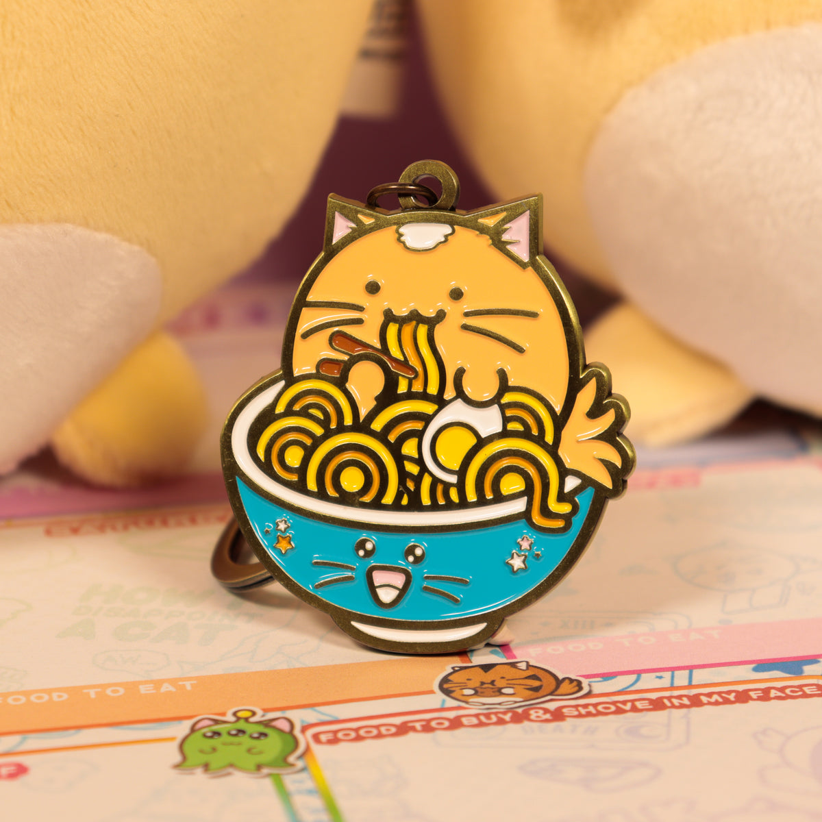 Fanattik Fuzzballs: WHISKY THE CAT Ramen Noodles Limited Edition Metal Keyring