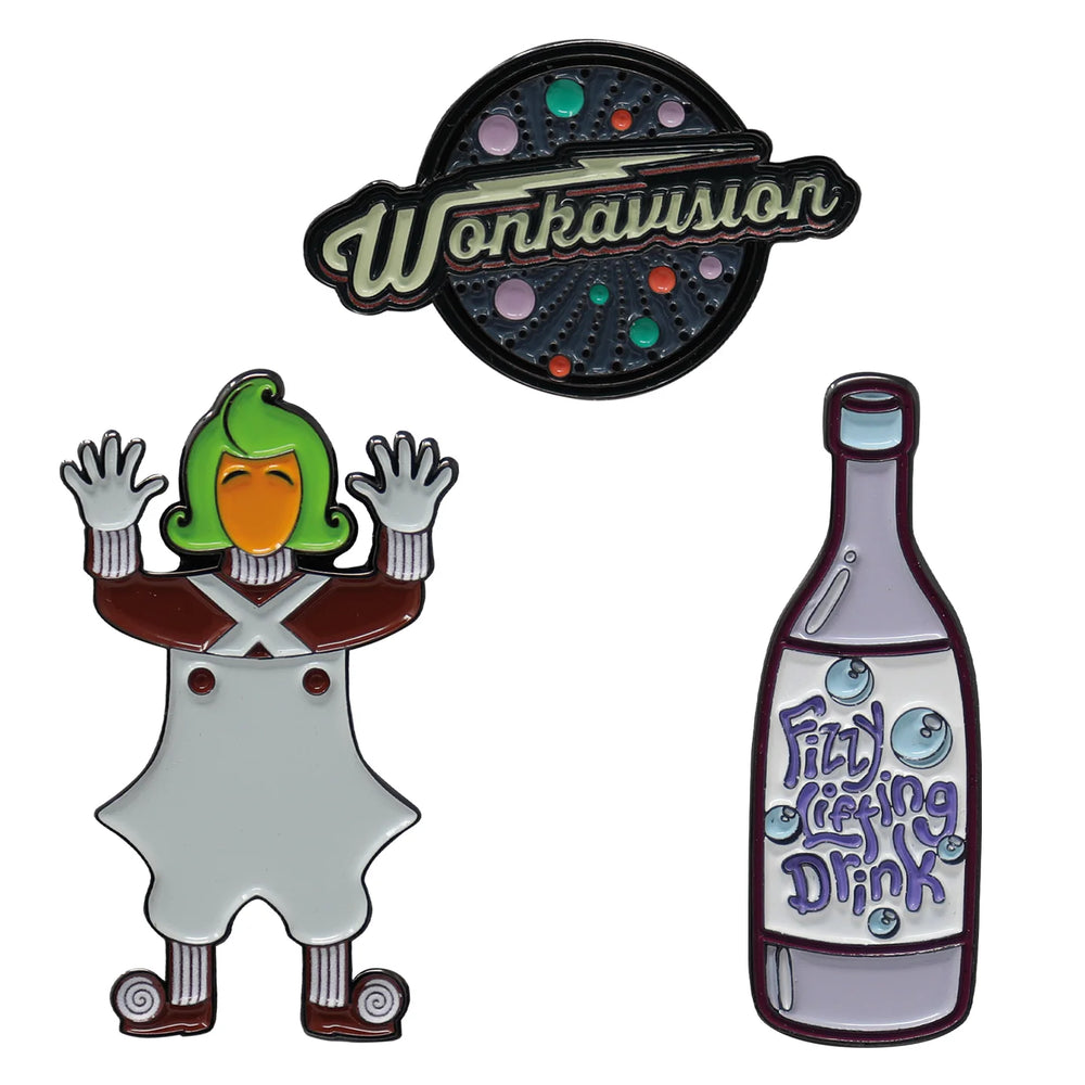 Willy Wonka and the Chocolate Factory | Triple Pin Badge Set | Limited Edition