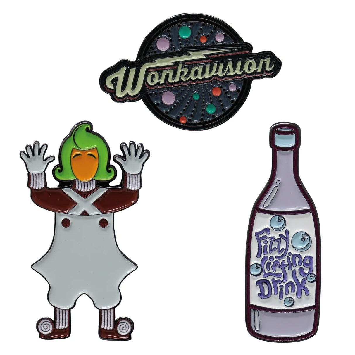 Willy Wonka and the Chocolate Factory | Triple Pin Badge Set | Limited Edition