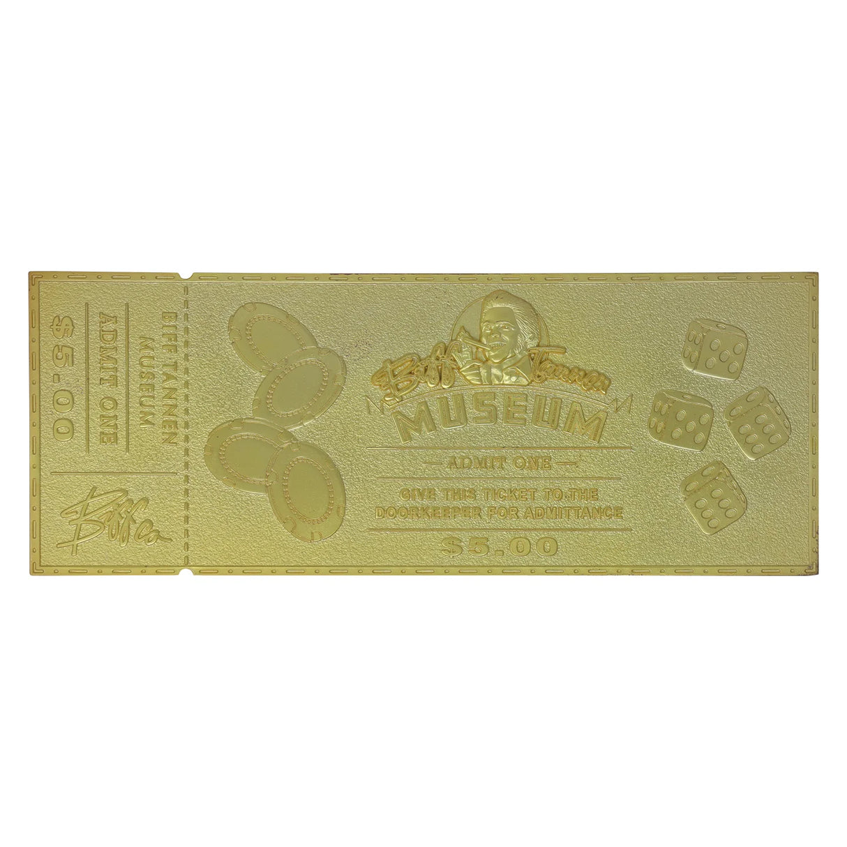 Back to the Future | Biff Tannen Museum Entrance Ticket | 24k Gold Plated | Limited Edition