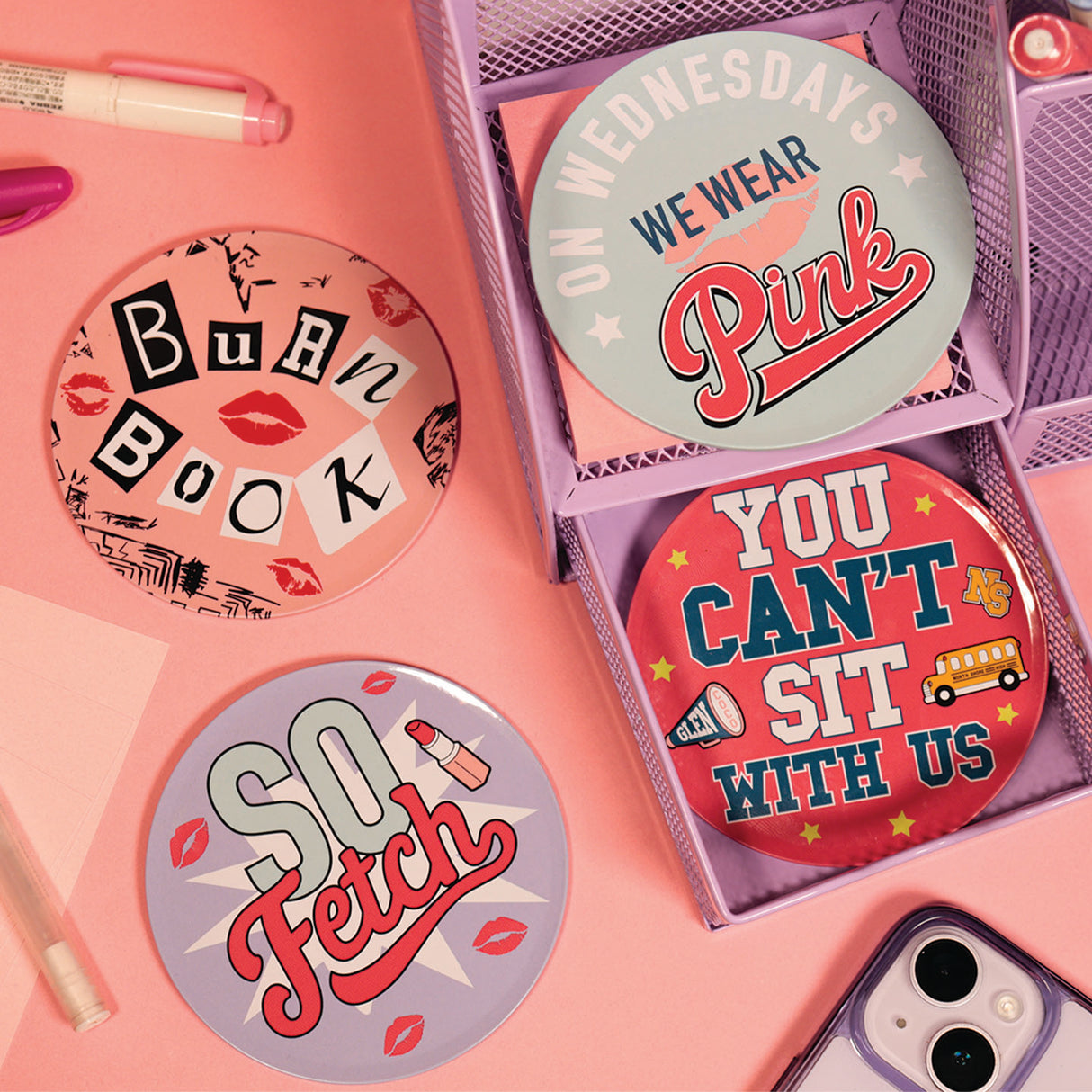 MEAN GIRLS | Set of 4 Embossed Metal Coasters