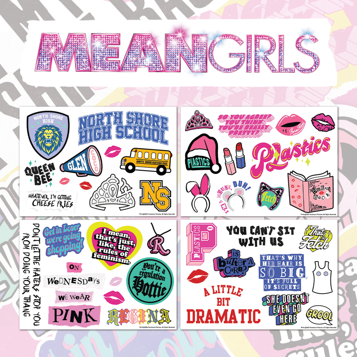 Mean Girls THE PLASTICS Limited Edition Tech Decal Stickers - 4 Sheet Pack
