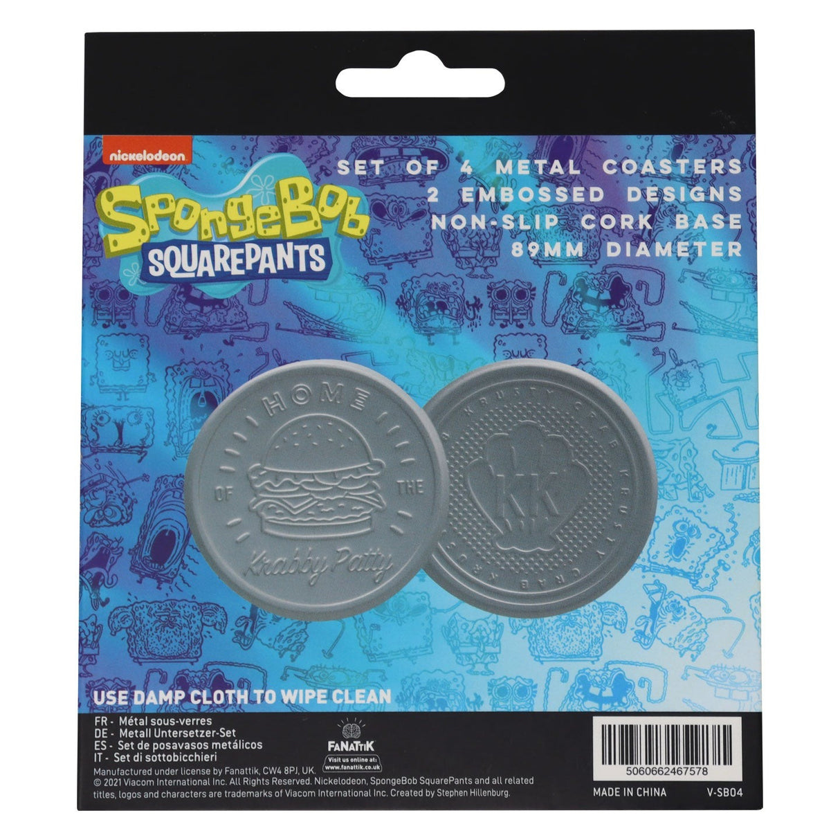 Spongebob Squarepants | Set of 4 Embossed Metal Coasters