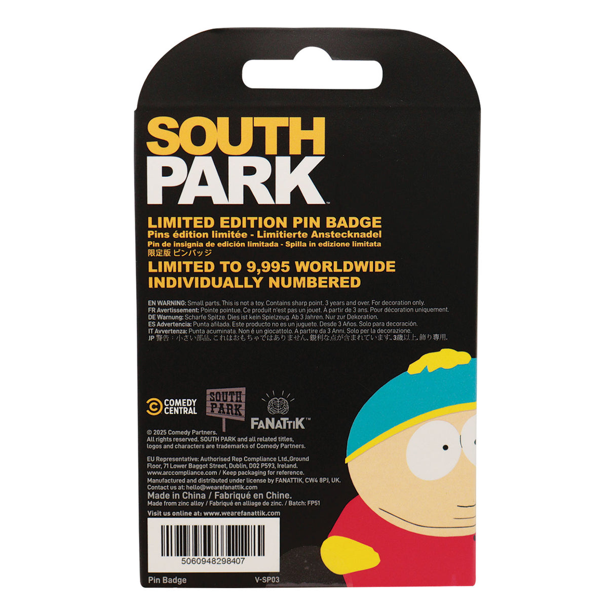 Fanattik South Park Limited Edition Cop CARTMAN Pin Badge