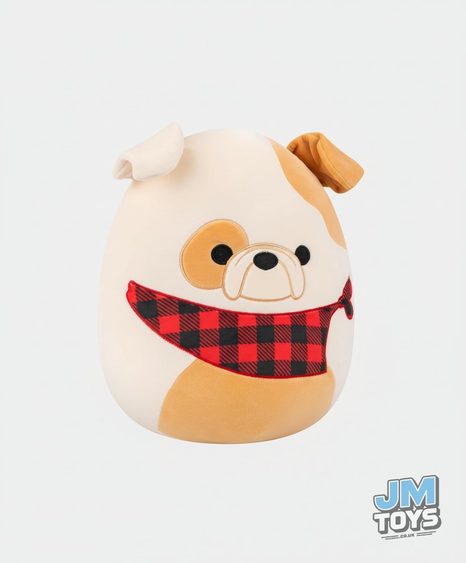 Squishmallows 12" | BROCK THE BULLDOG (CHECKERED BANDANA)