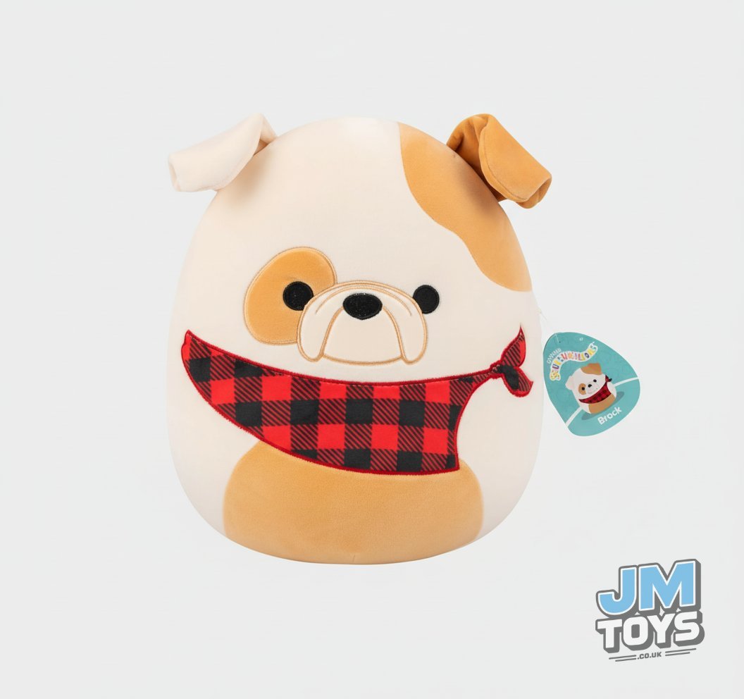 Squishmallows 12" | BROCK THE BULLDOG (CHECKERED BANDANA)
