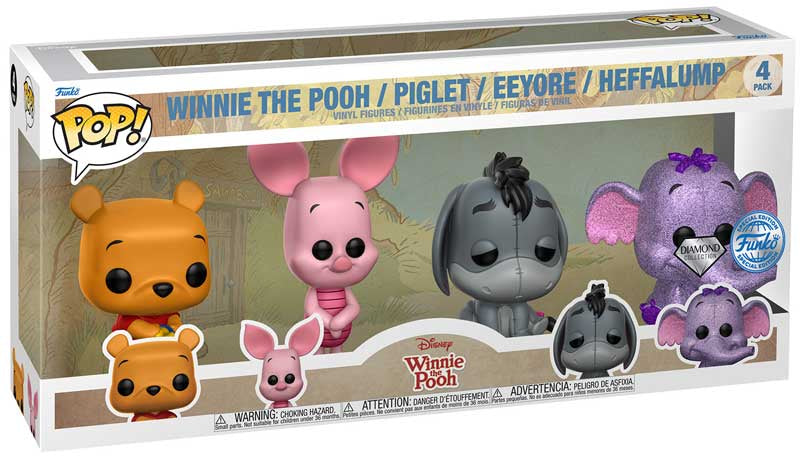 Damaged Box | WINNIE THE POOH / PIGLET / EEYORE / HEFFALUMP | Funko Pop Disney | | Diamond | 4 Pack