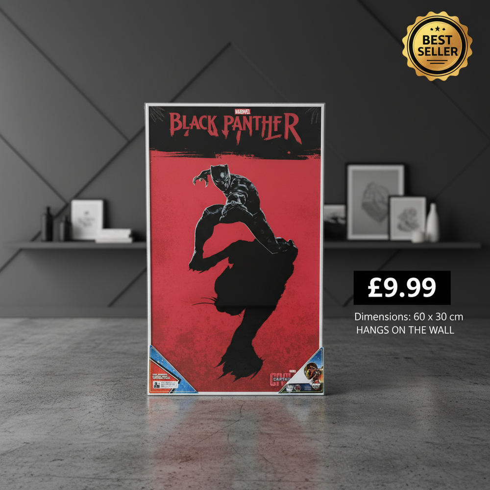 Captain America Civil War Glass Poster | Black Panther (60 X 30cm)
