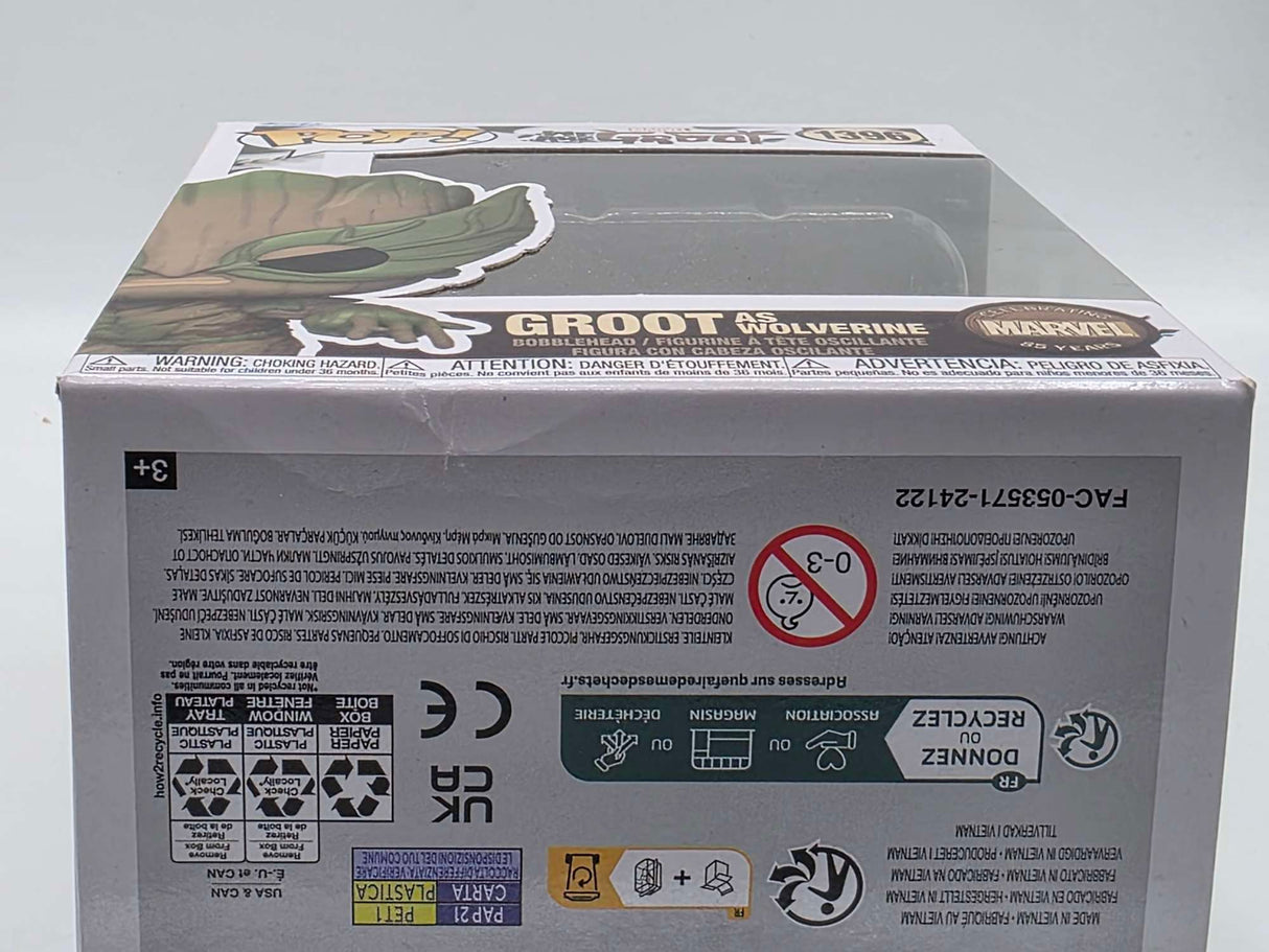 Funko Pop! Marvel: I Am Groot - Groot as Wolverine #1396 (85 Years) - Slight Box Damage