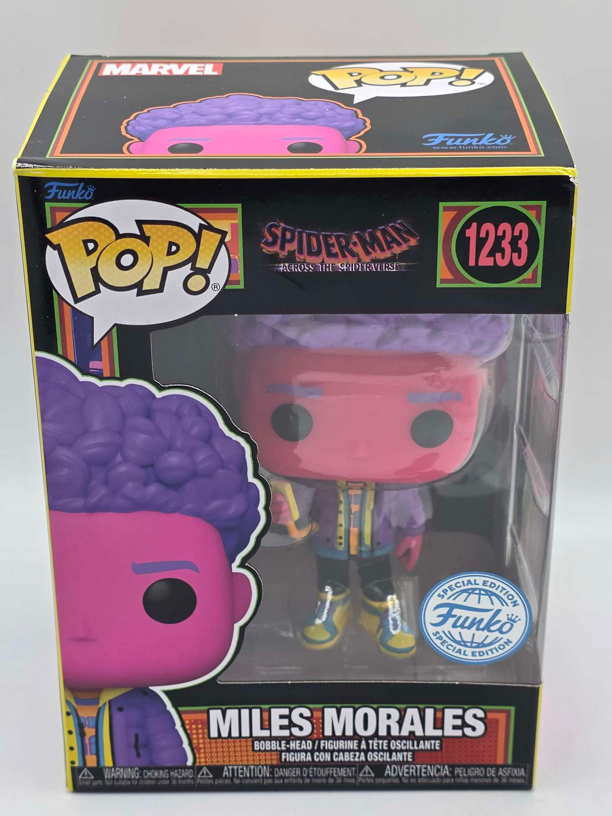Slight Damaged Box | MILES MORALES | Spider-Man Across the Spider-Verse | Funko Pop Marvel | Blacklight #1233