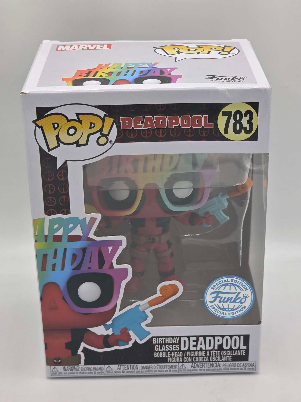 Damaged Box | DEADPOOL (BIRTHDAY GLASSES) | Funko Pop Marvel #783