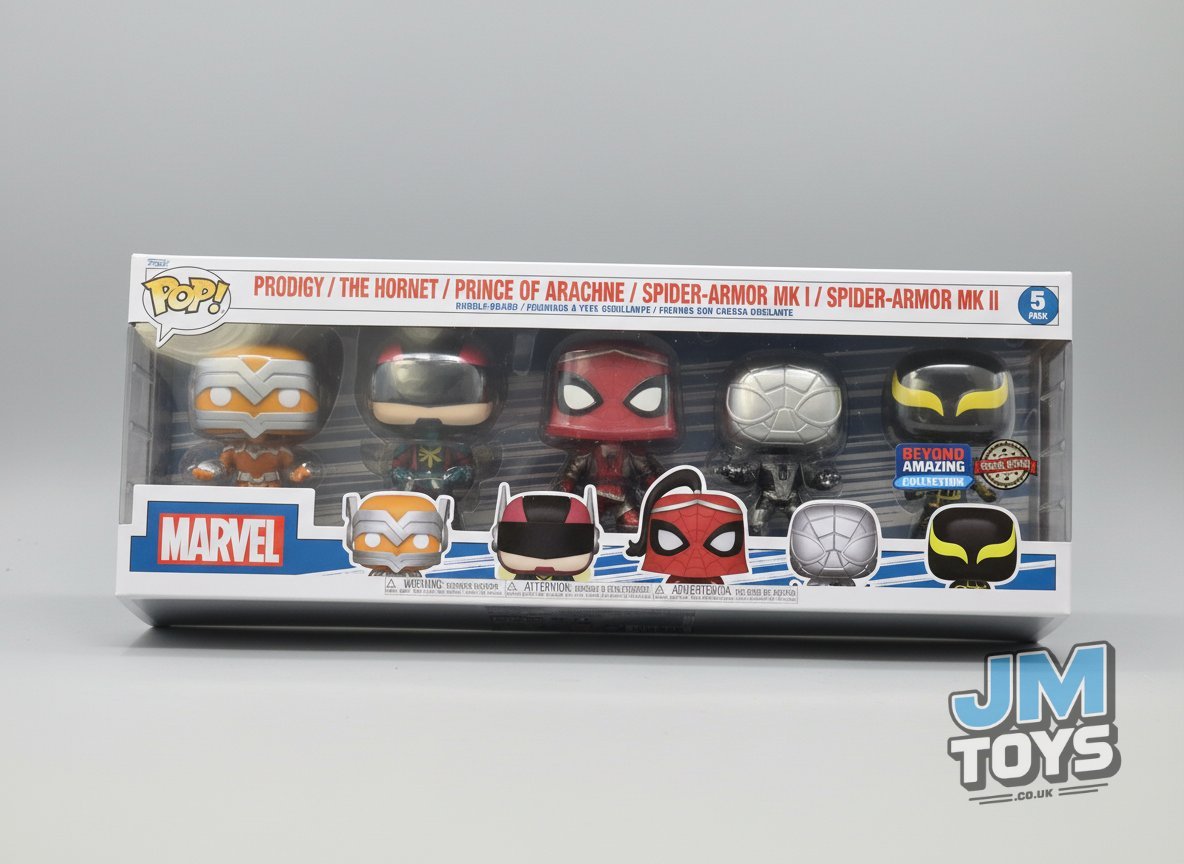 PRODIGY / THE HORNET / PRINCE OF ARACHNE / SPIDER-ARMOR MK 1 & 2 | Spider-Man Year of the Spider | Funko Pop Marvel  | 5 Pack