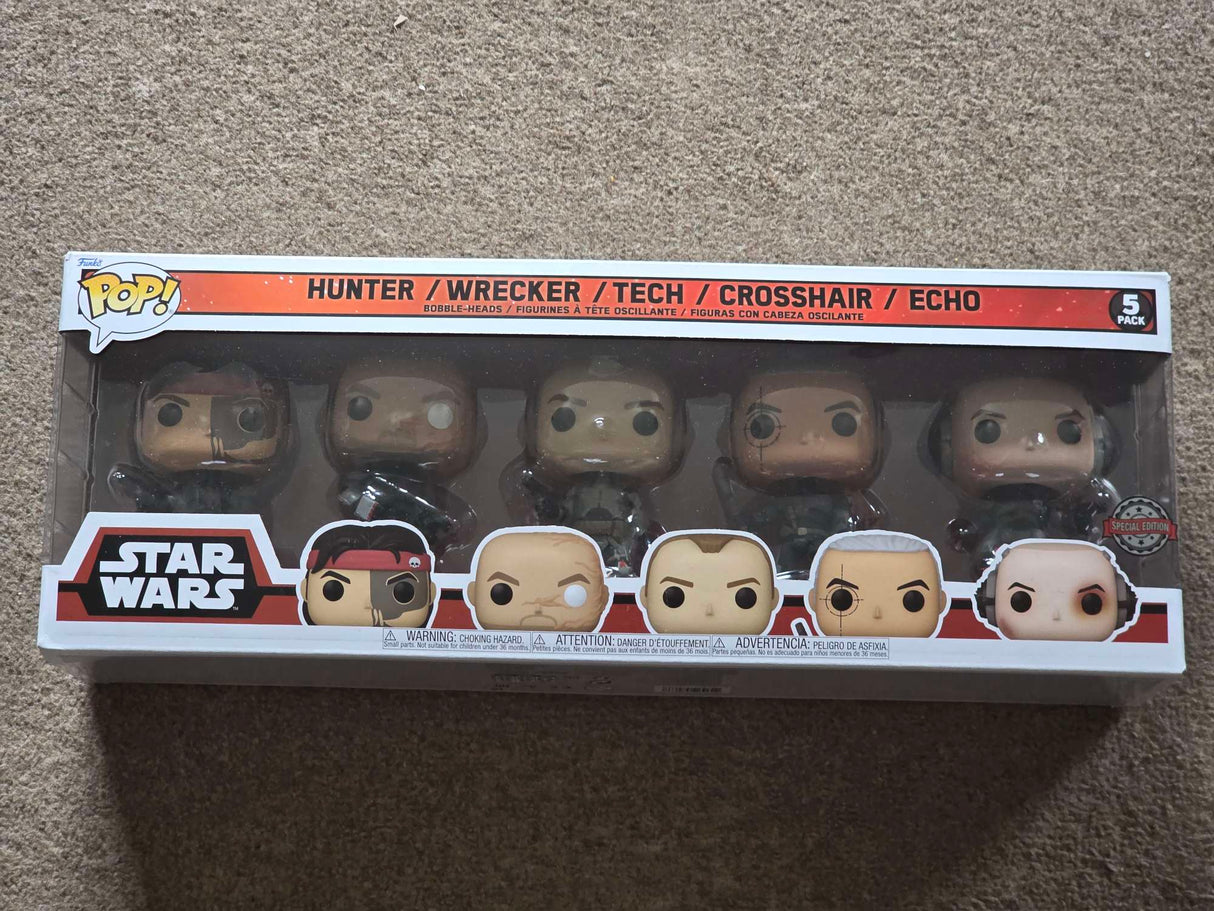 Damaged Box | THE BAD BATCH 5 PACK | Funko Pop Star Wars | Hunter | Wrecker | Tech | Crosshair | Echo