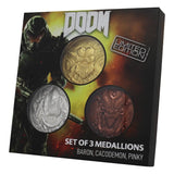 Doom | Baron | Cacodemon | Pinky | Set of 3 Medallions | Arcade Mode | Collectible Limited Edition