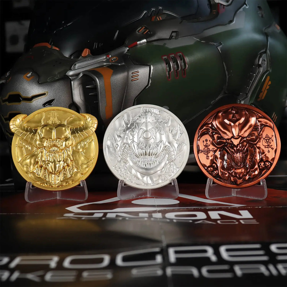 Doom | Baron | Cacodemon | Pinky | Set of 3 Medallions | Arcade Mode | Collectible Limited Edition