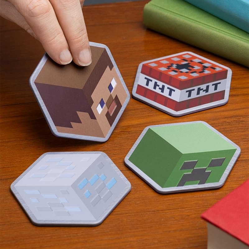 MINECRAFT Metal Coasters | Paladone | Set of 4 | Officially Licensed