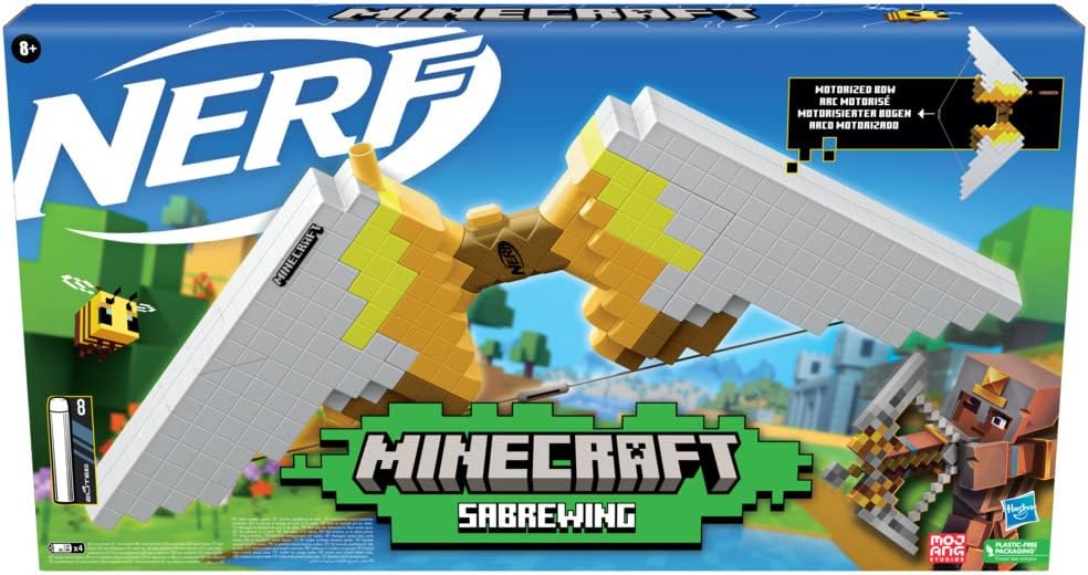 Nerf | Minecraft Sabrewing | Motorised Toy Bow Dart Blaster