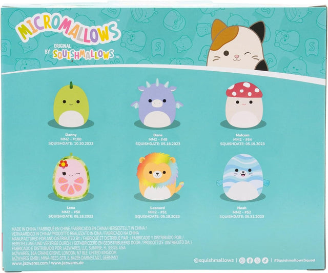 Micromallows | Squishmallows | 6 Pack | Danny | Dane | Malcom | Lena | Leonard | Noah