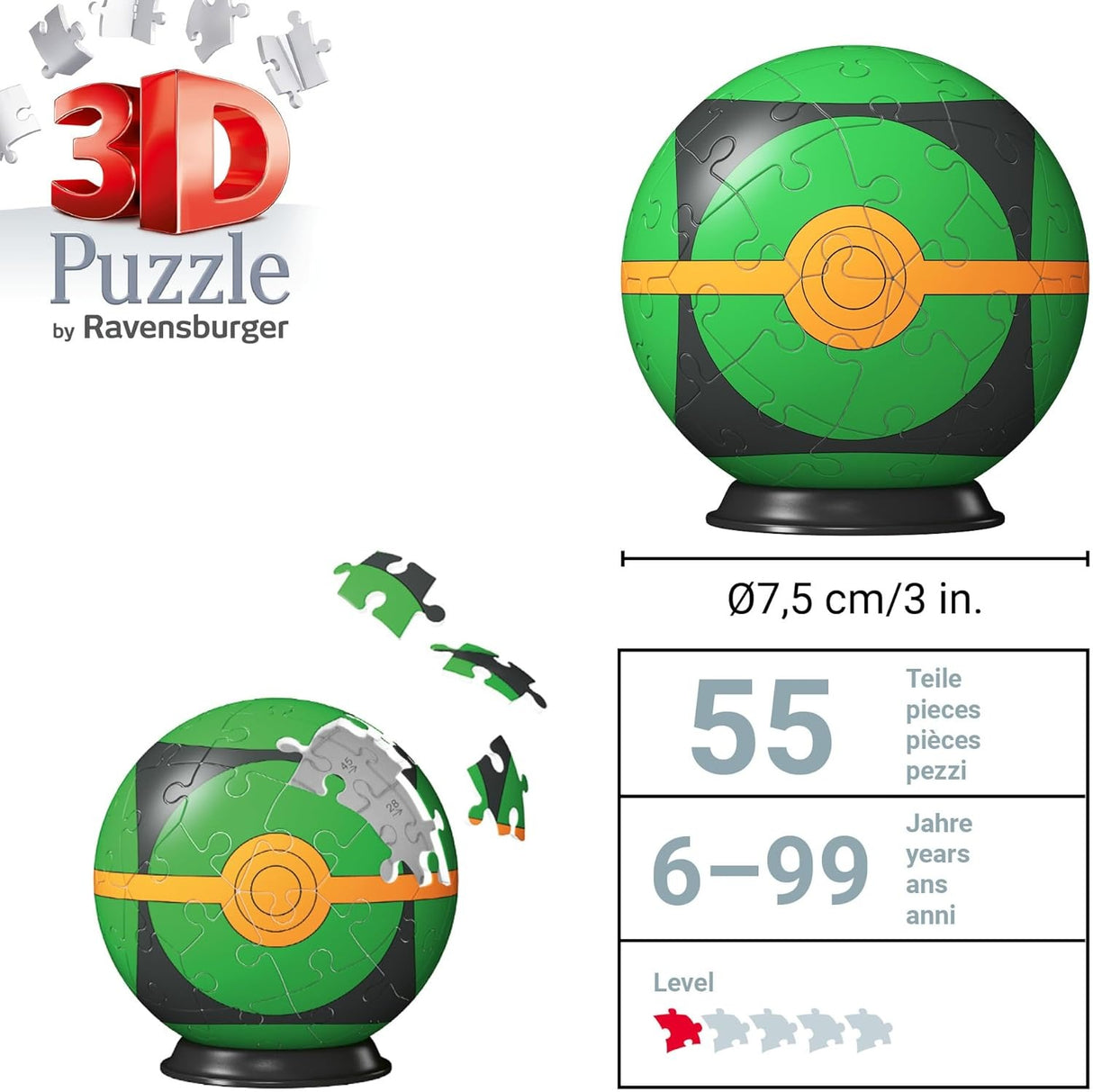 POKEMON DUSK BALL | Ravensburger | 55 Piece 3D Jigsaw Puzzle