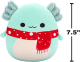 Richie the Teal Axolotl with Red Spotted Scarf | Squishmallows 7.5" Plush Christmas 24