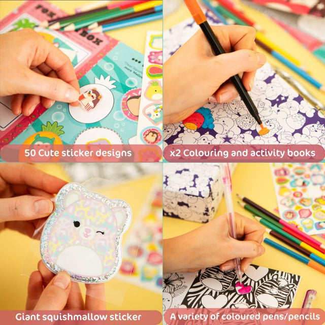 Original Squishmallows Colouring Case | Bookoli | 2 Books Plus 12 Pens, Pencils and Stickers