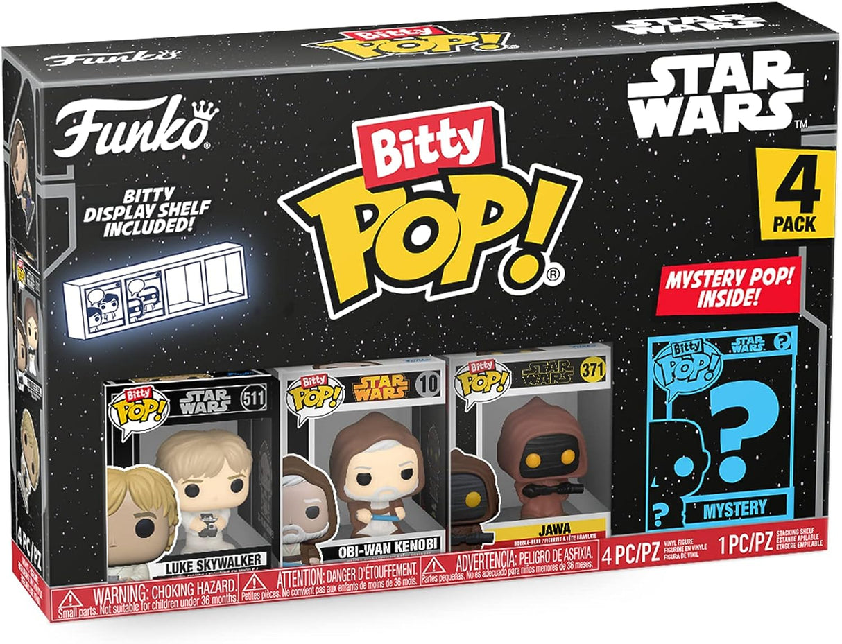 Funko Bitty POP! | Star Wars | Luke Skywalker, Obi-Wan, Jawa, Mystery | 4 Pack