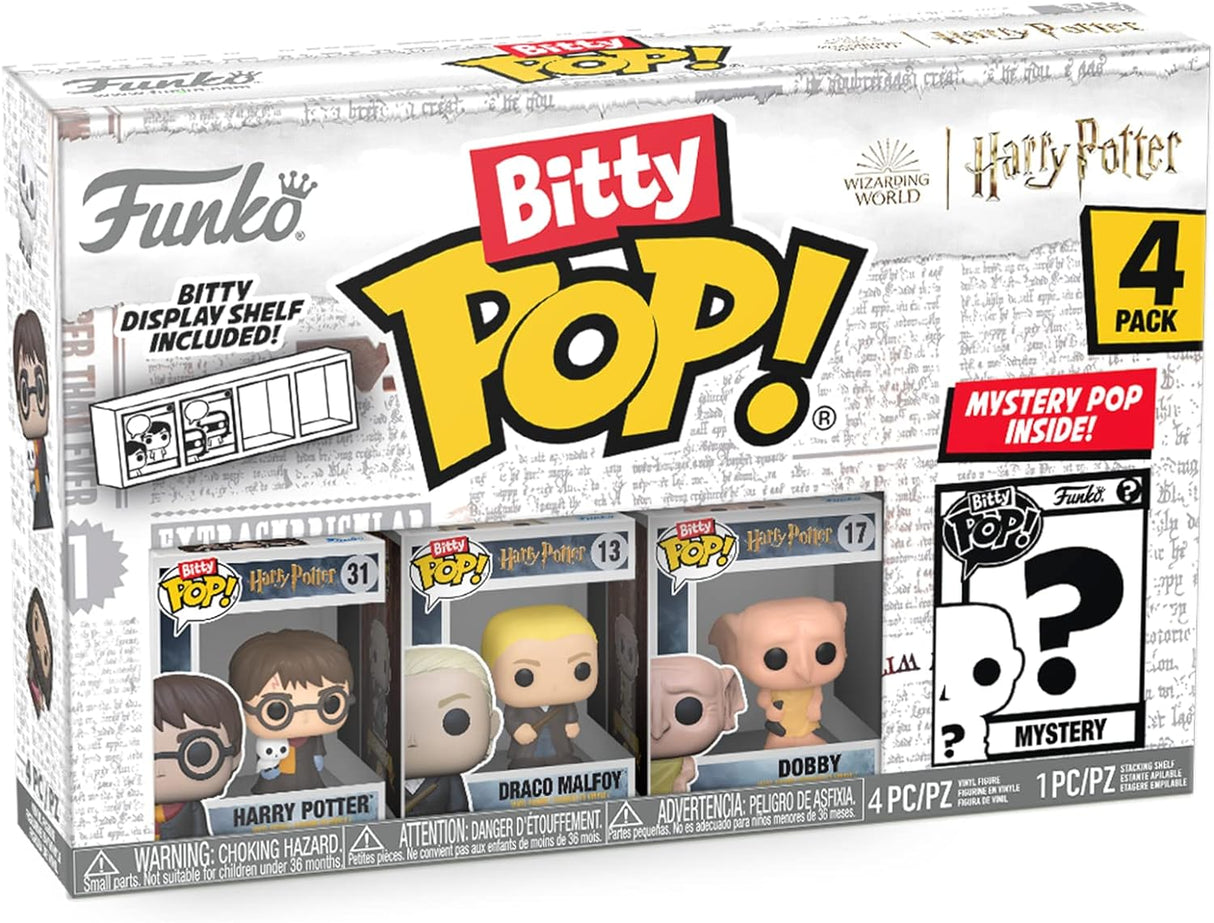 Funko Bitty POP! | Harry Potter | Harry Potter, Draco Malfoy, Dobby, Mystery | 4 Pack