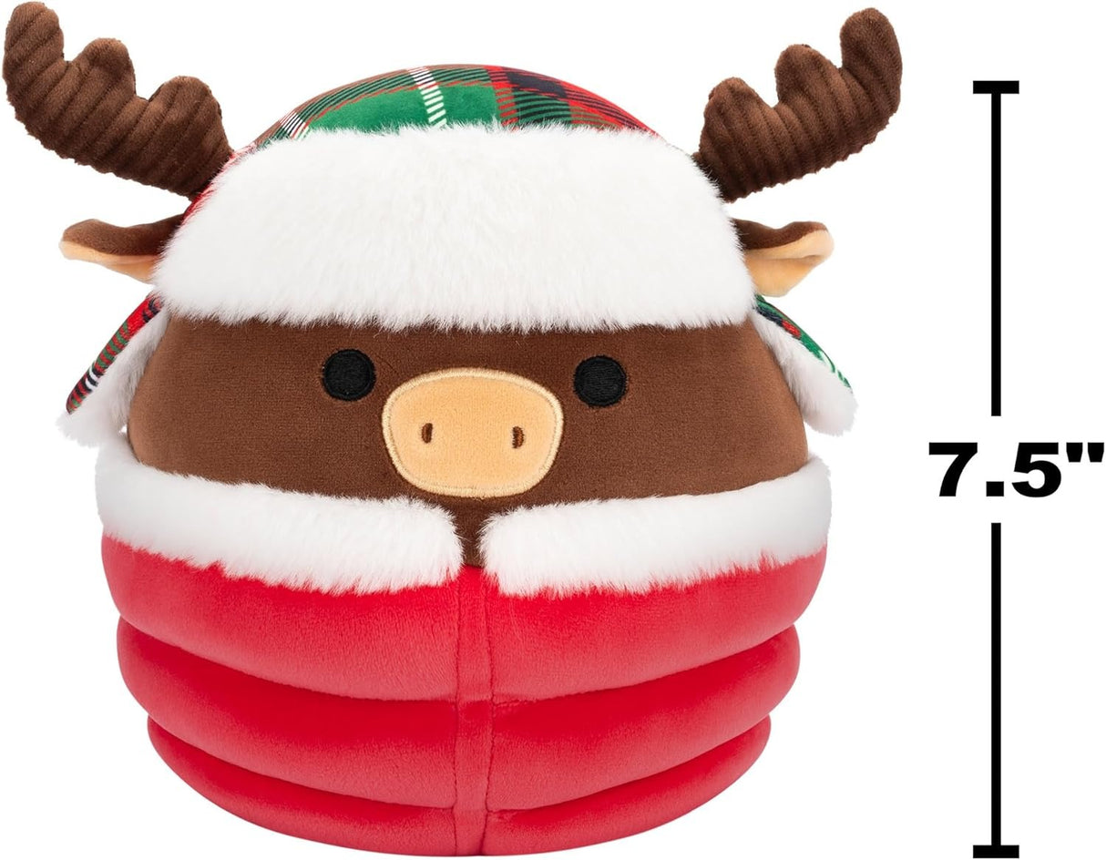 Maurice the Brown Moose with Puffer Jacket | Squishmallows 7.5" Plush Christmas 24