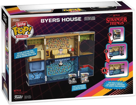 Damaged Box | BYERS HOUSE PLAYSET & 2 FIGURES | Display Case with Interior Scene & Storage | Funko Bitty POP! Boxes