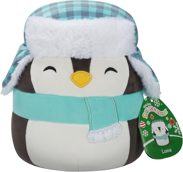 Luna the Black Penguin with Hat and Scarf | Squishmallows 7.5" Plush Christmas 24