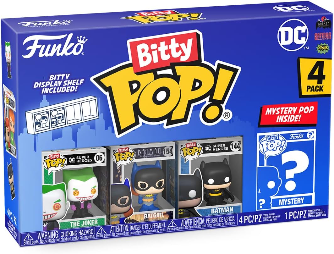 Funko Bitty POP! | DC Batman | The Joker, Batgirl, Batman, Mystery | 4 Pack